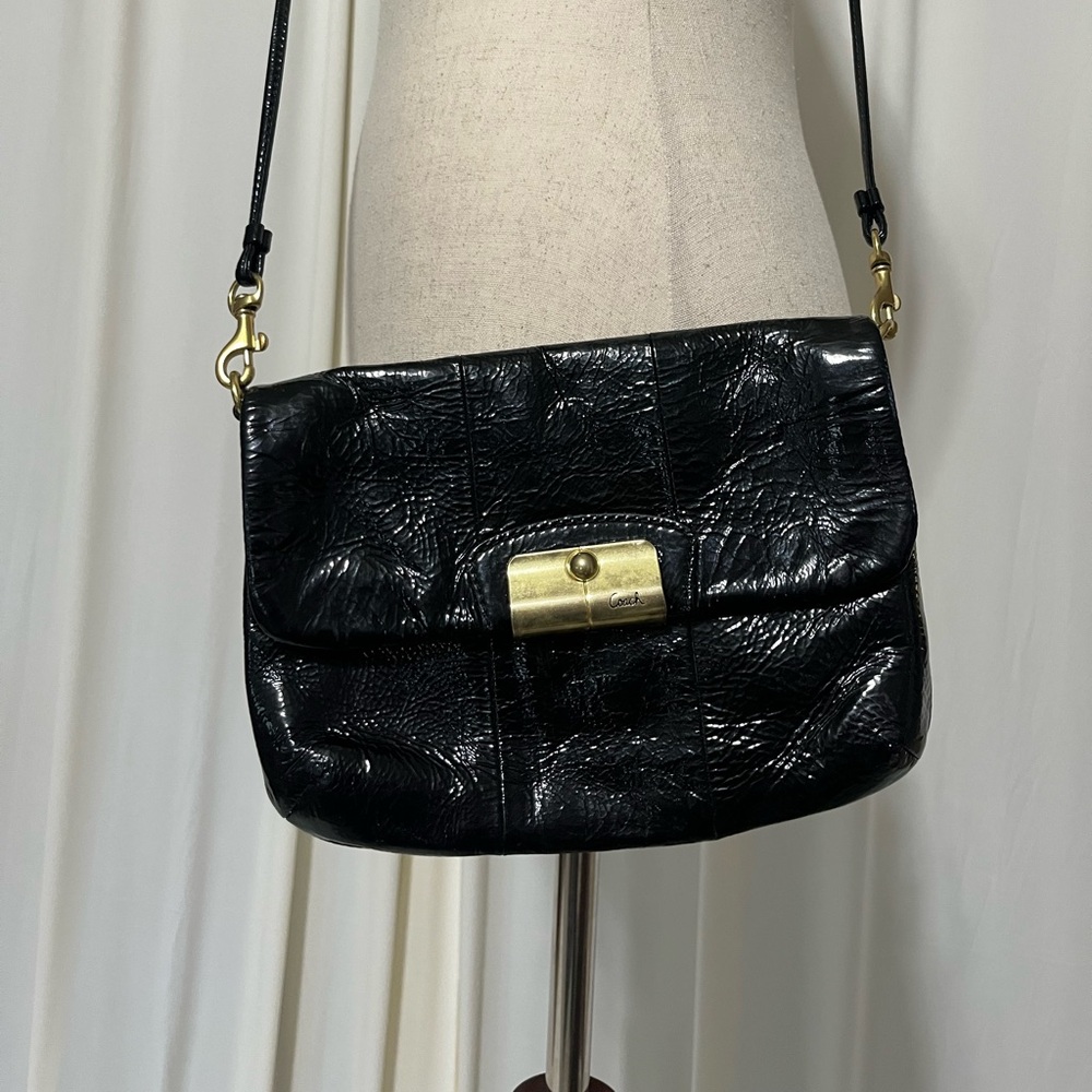 Vintage Coach Patent Leather Black Shoulder Bag - Picture 1 of 9